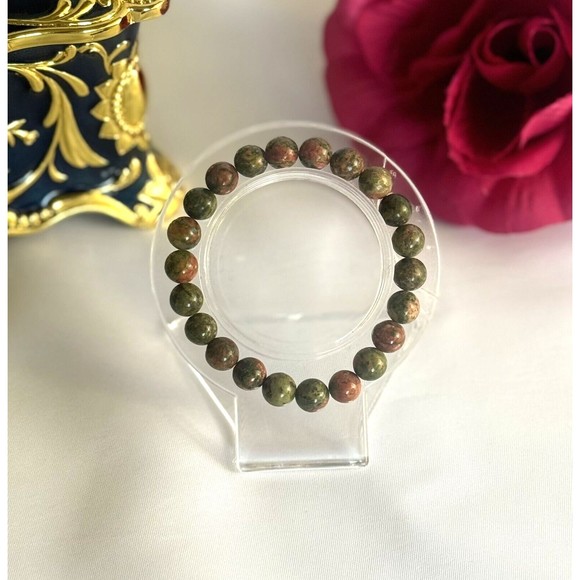 Natural Unakite Bracelet 8mm Healing Reiki Balance - Picture 3 of 5